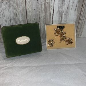 NWT Vintage Pricilla Gold Brooch Pin And Matching Clip Earrings